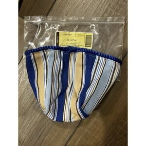 Longaberger Desk Pal Basket Liner Cabana Blue Stripe Fabric Drop In Style NEW